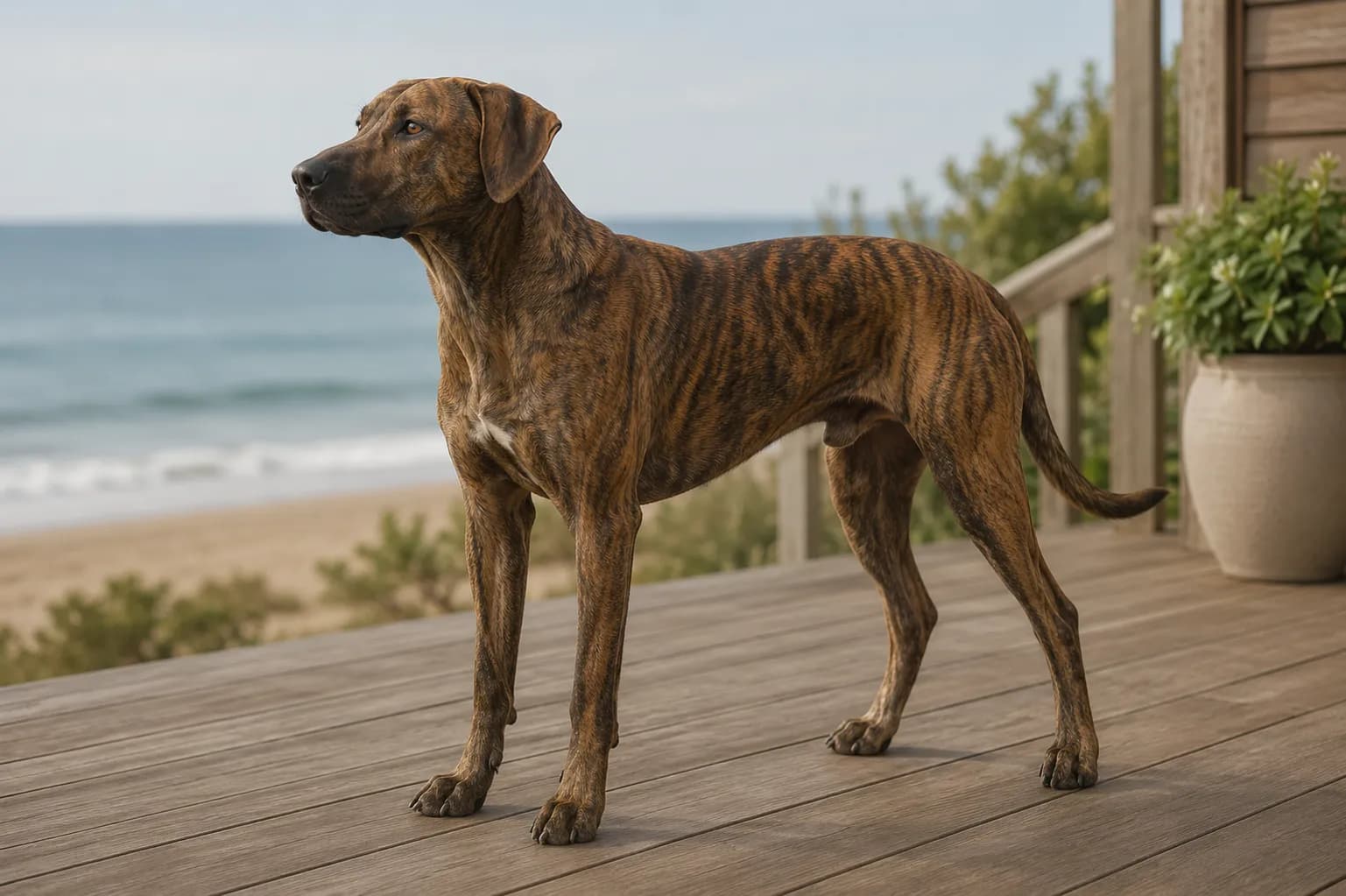 Treeing Tennessee Brindle dog